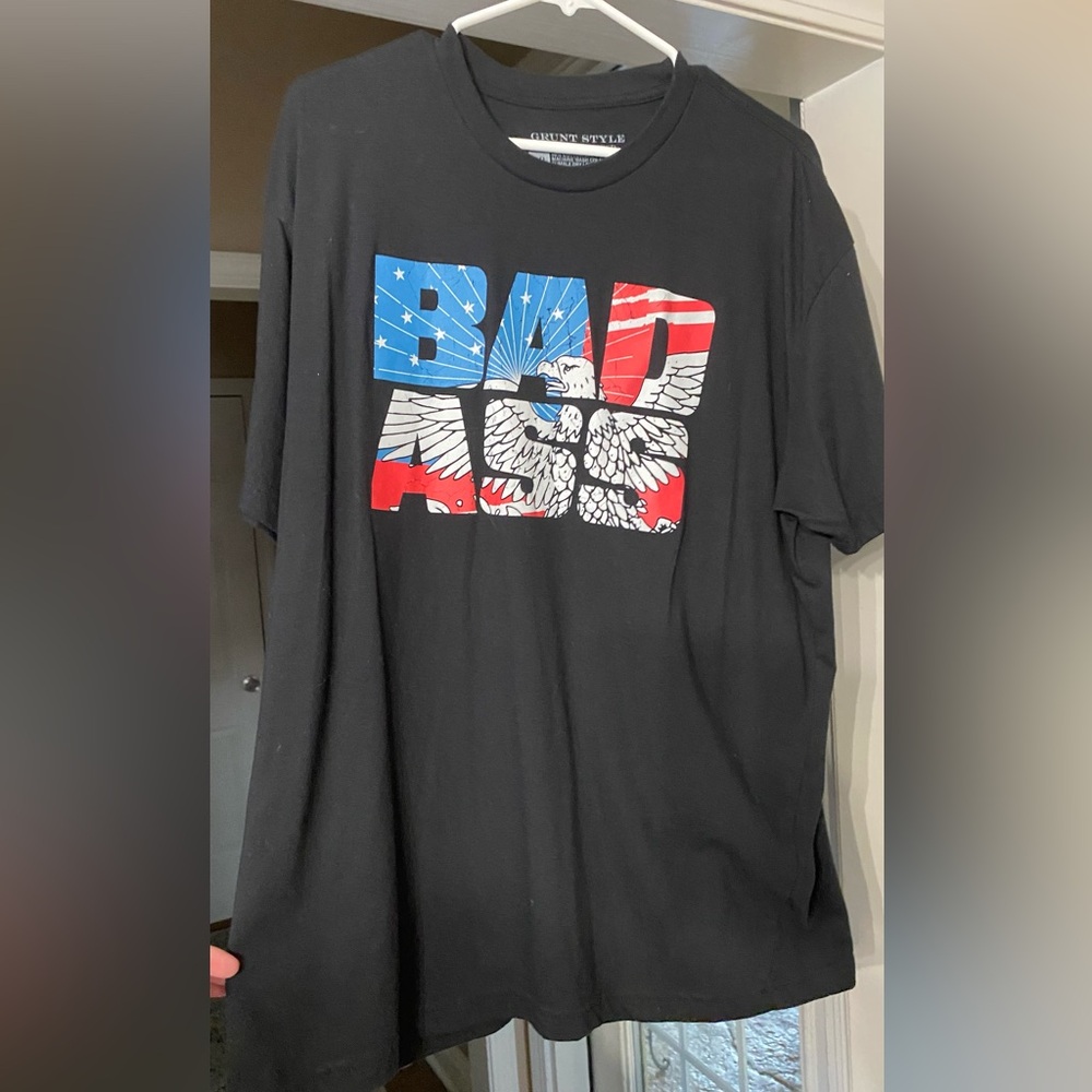 Grunt Style Black Tee with Patriotic Graphic